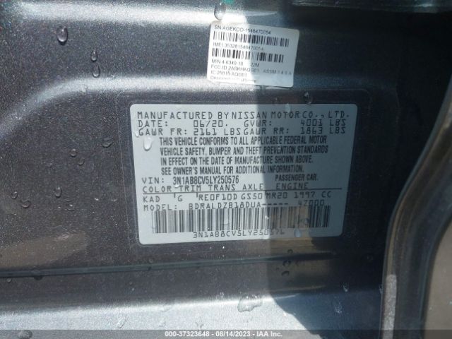3N1AB8CV5LY250576 Nissan SENTRA SV