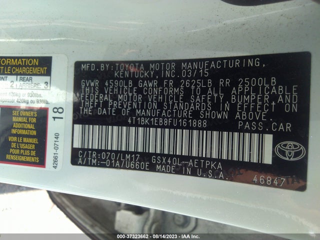 Toyota AVALON LIMITED 2015 4T1BK1EB8FU161888 Image 16