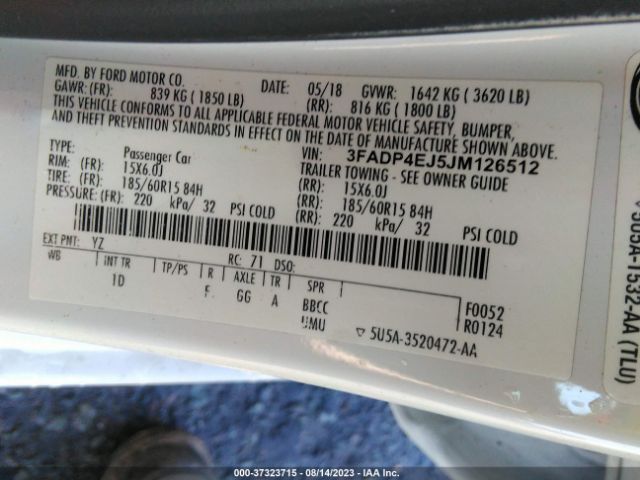 3FADP4EJ5JM126512 Ford FIESTA SE