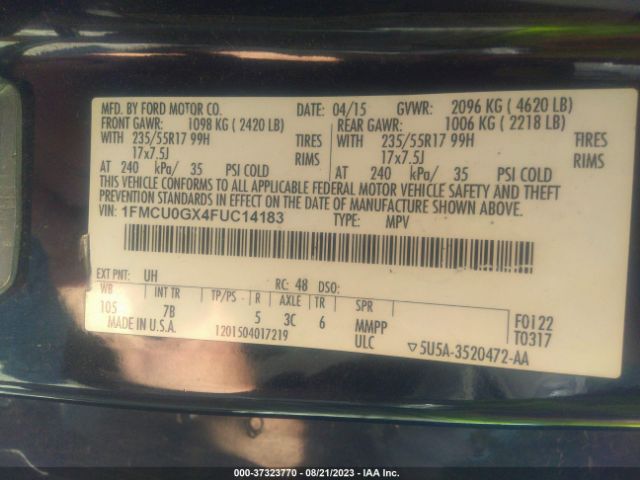 1FMCU0GX4FUC14183 Ford ESCAPE SE