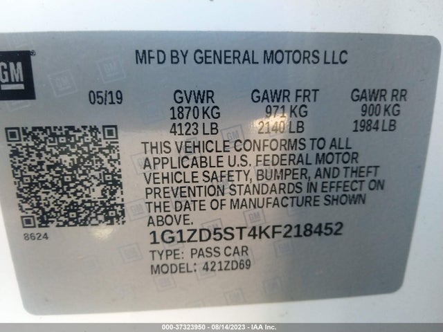 Chevrolet MALIBU LT 2019 1G1ZD5ST4KF218452 Image 9
