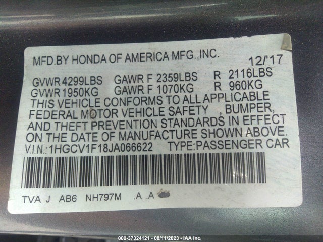 Honda Accord Sedan Lx 1.5t 2018 1HGCV1F18JA066622 Image 15