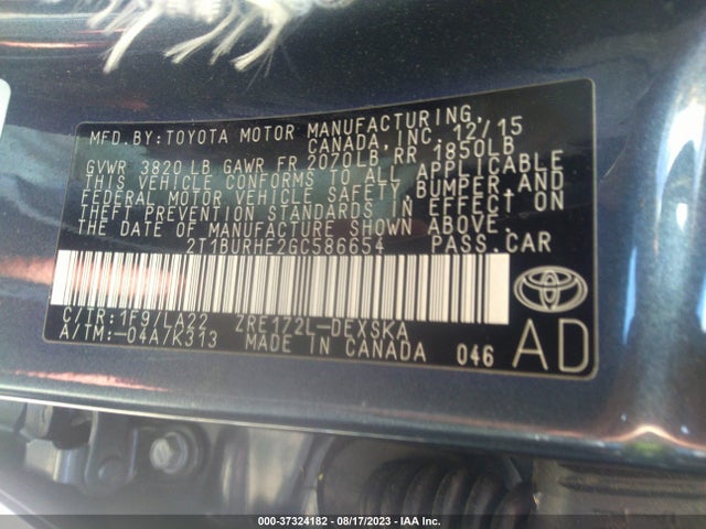 Toyota Corolla L/le/s/s Plus/le Plus 2016 2T1BURHE2GC586654 Image 9