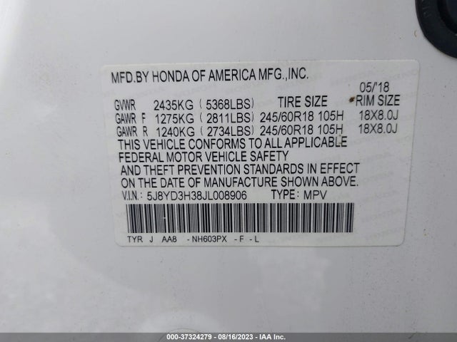 Acura MDX 2018 5J8YD3H38JL008906 Image 9