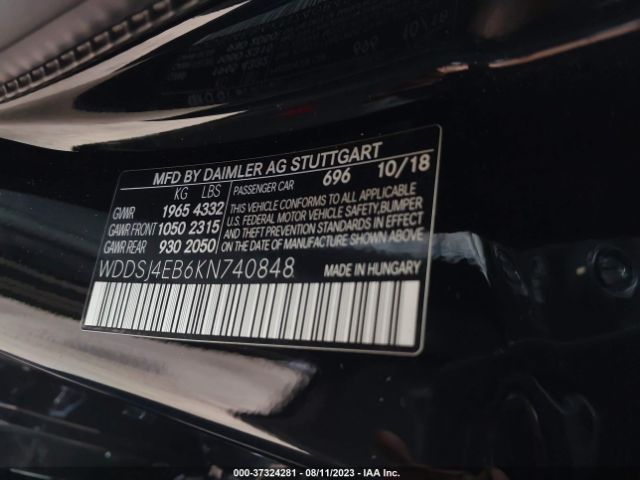WDDSJ4EB6KN740848 Mercedes-Benz Cla Cla 250