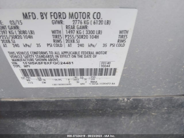 1FM5K8F8XFGC24481 Ford Explorer Limited