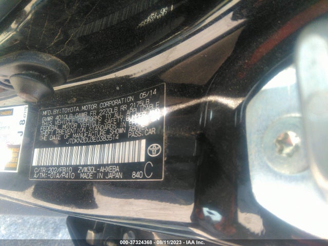 Toyota Prius Two 2014 JTDKN3DU3E0383514 Image 9