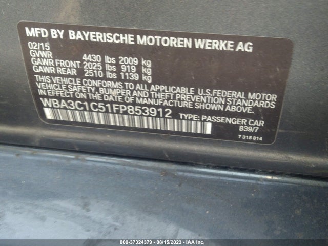 BMW 328I 2015 WBA3C1C51FP853912 Image 9