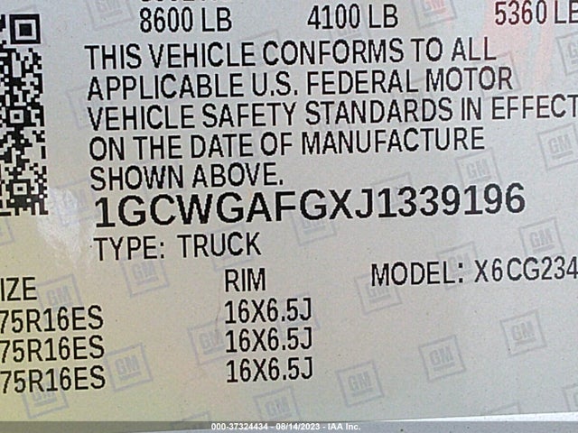 Chevrolet Express 2500 Work Van 2018 1GCWGAFGXJ1339196 Image 9