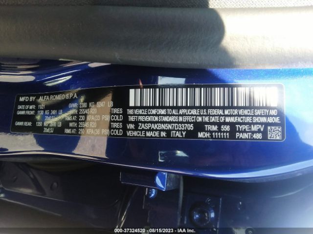 ZASPAKBN5N7D33705 Alfa Romeo Stelvio Ti Awd