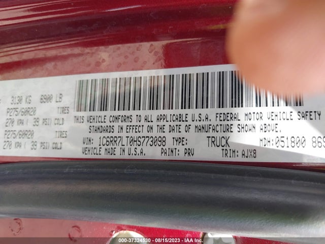 1C6RR7LT0HS773098 RAM 1500 Lone Star Silver