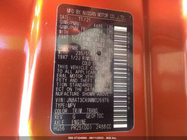 JN8AT3CA9MW026976 Nissan Rogue Sl