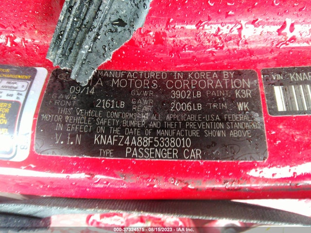 2015 KIA FORTE EX VIN: KNAFZ4A88F5338010