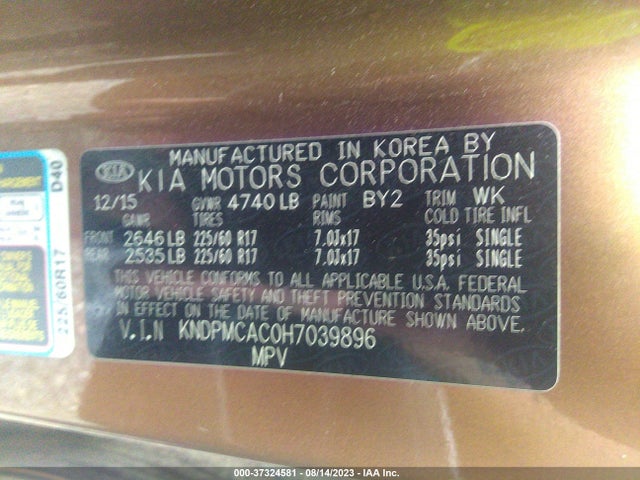 KIA Sportage Lx 2017 KNDPMCAC0H7039896 Image 9