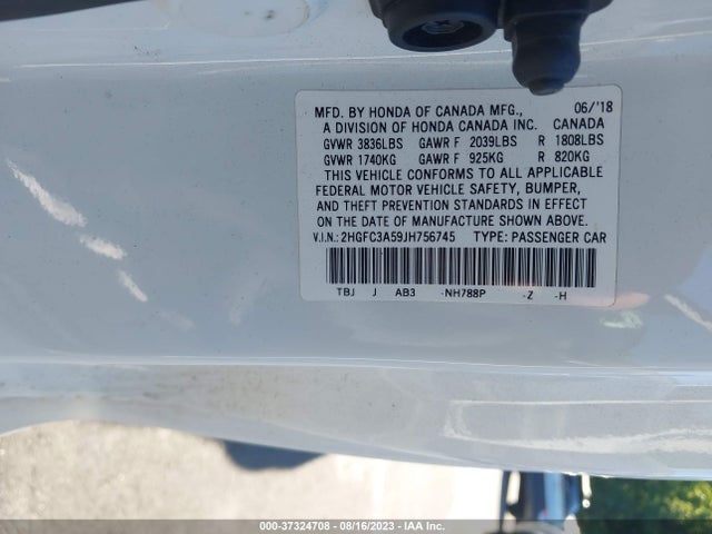 Honda CIVIC SI COUPE 2018 2HGFC3A59JH756745 Image 9