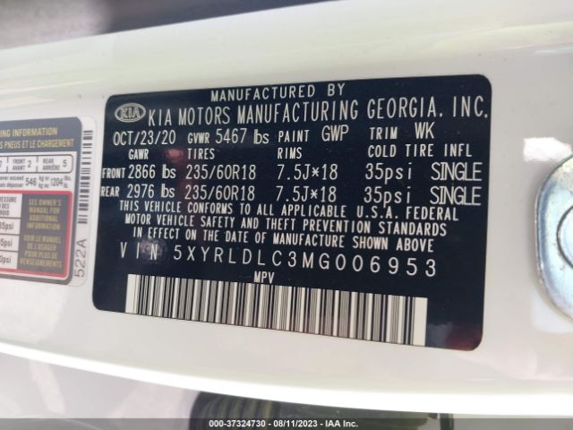 5XYRLDLC3MG006953 KIA SORENTO S