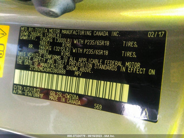 2T2BZMCA9HC080888 Lexus Rx Rx 350
