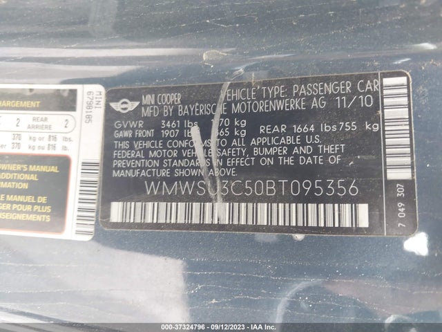 2011 MINI COOPER HARDTOP WMWSU3C50BT095356 Photo 8