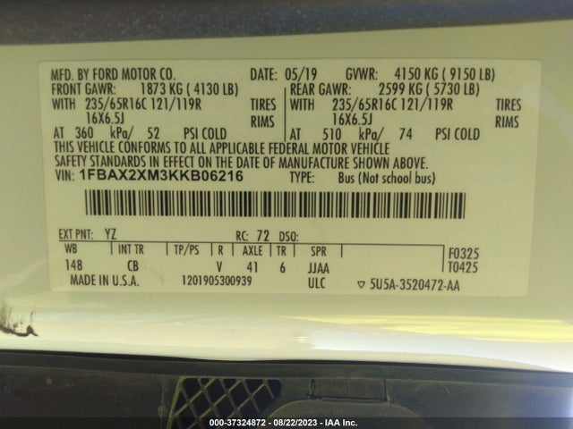 Ford Transit Passenger Wagon Xlt 2019 1FBAX2XM3KKB06216 Image 16