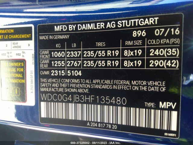 WDC0G4JB3HF135480 Mercedes-Benz Glc Glc 300
