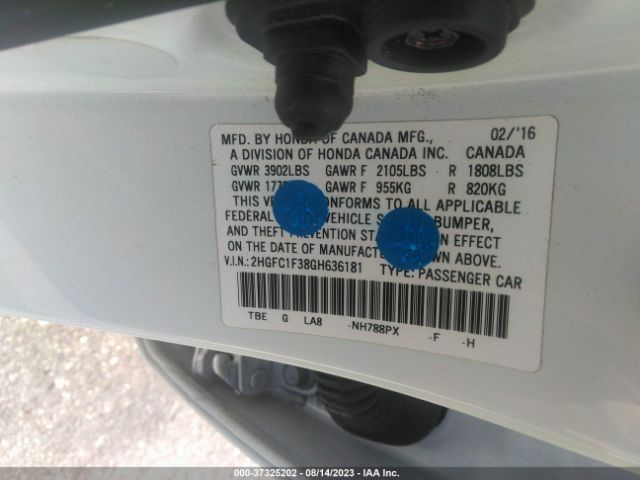 2HGFC1F38GH636181 Honda Civic Sedan Ex-t