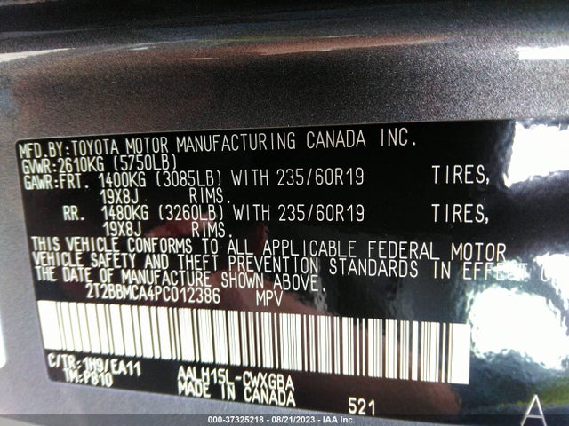 2023 Lexus RX, VIN: 2T2BBMCA4PC012386