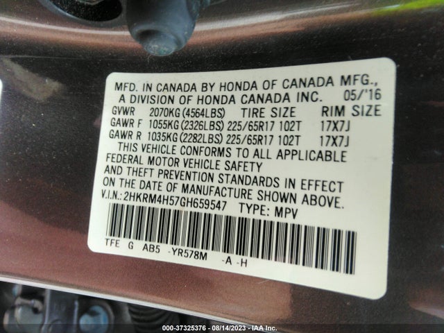 Honda CR-V EX 2016 2HKRM4H57GH659547 Image 9