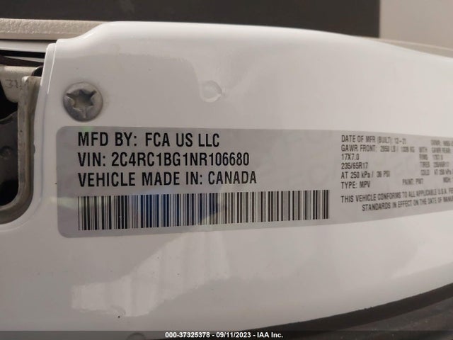2C4RC1BG1NR106680 Chrysler Pacifica Touring L