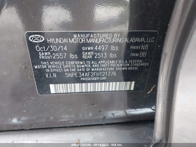 Hyundai Sonata 2.4l Limited 2015 5NPE34AF2FH121776 Image 9