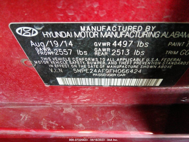 Hyundai Sonata 2.4l Se 2015 5NPE24AF9FH066424 Image 10
