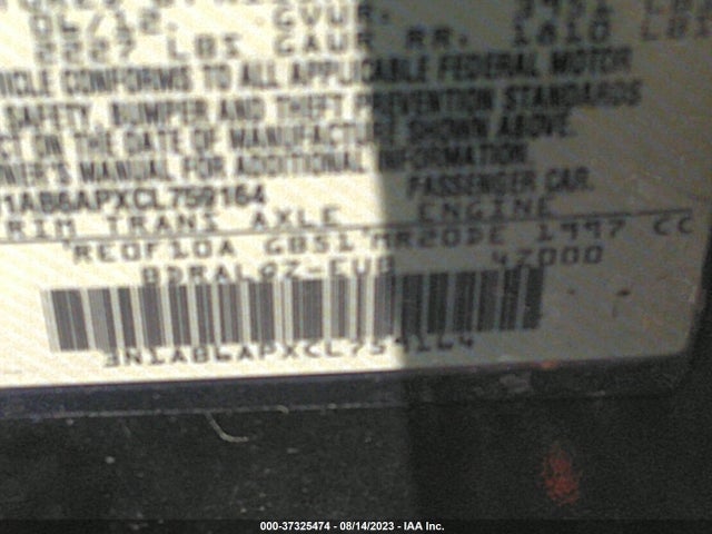 2012 NISSAN SENTRA 2.0 VIN: 3N1AB6APXCL759164