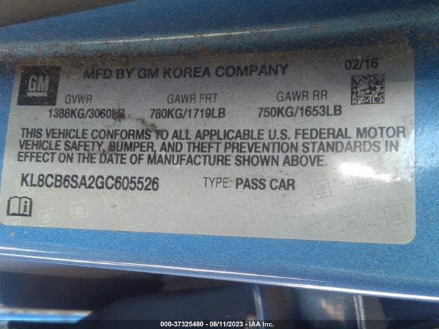 Chevrolet SPARK LS 2016 KL8CB6SA2GC605526 Image 10