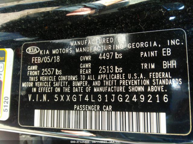 5XXGT4L31JG249216 KIA Optima Lx