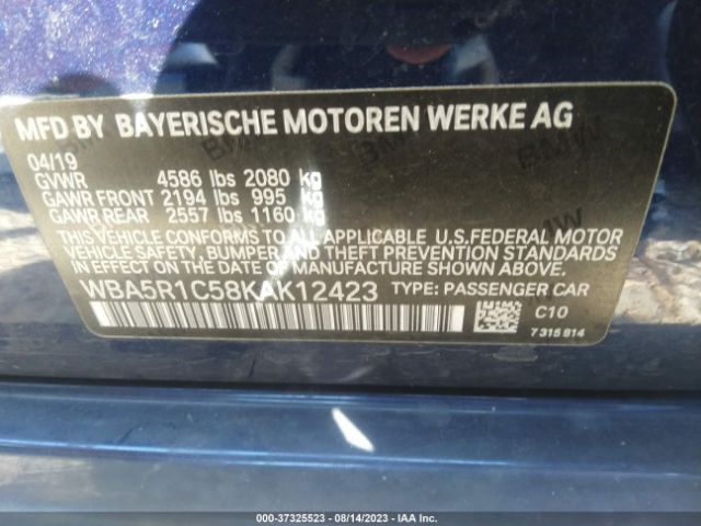 2019 BMW 330I WBA5R1C58KAK12423 Photo 8