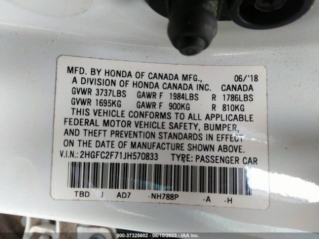 2018 HONDA CIVIC SEDAN 2HGFC2F71JH570833 Photo 8