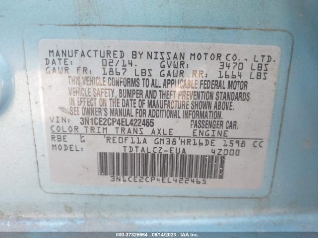 3N1CE2CP4EL422465 Nissan Versa Note S Plus