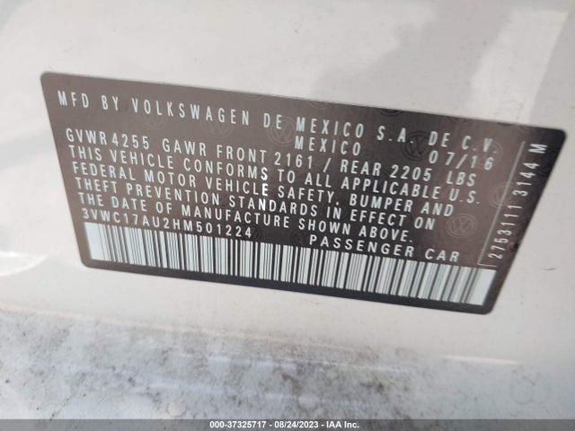 3VWC17AU2HM501224 Volkswagen Golf Sportwagen S