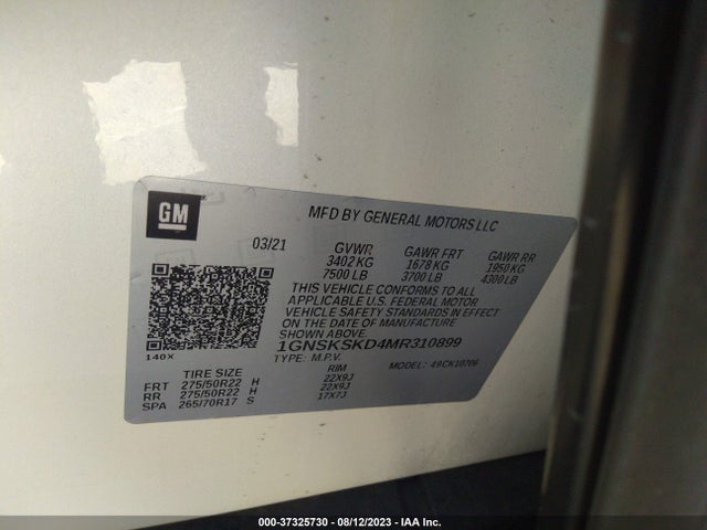 Chevrolet Tahoe Premier 2021 1GNSKSKD4MR310899 Image 9