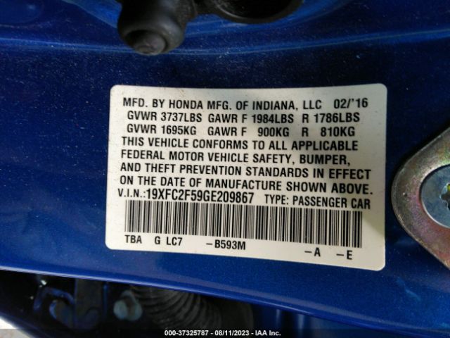 19XFC2F59GE209867 Honda Civic Sedan Lx