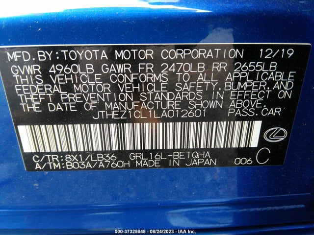 2020 Lexus GS, VIN: JTHEZ1CL1LA012601