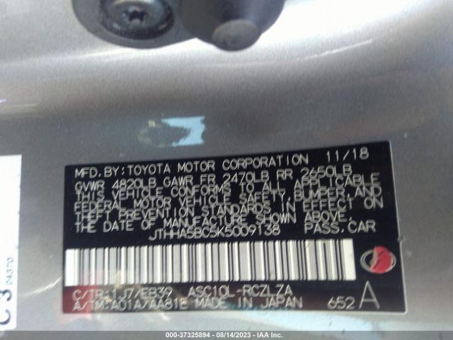 2019 LEXUS RC JTHHA5BC5K5009138 Photo 8