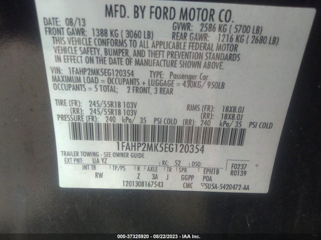 Ford SEDAN POLICE INTERCEPTOR 2014 1FAHP2MK5EG120354 Image 10