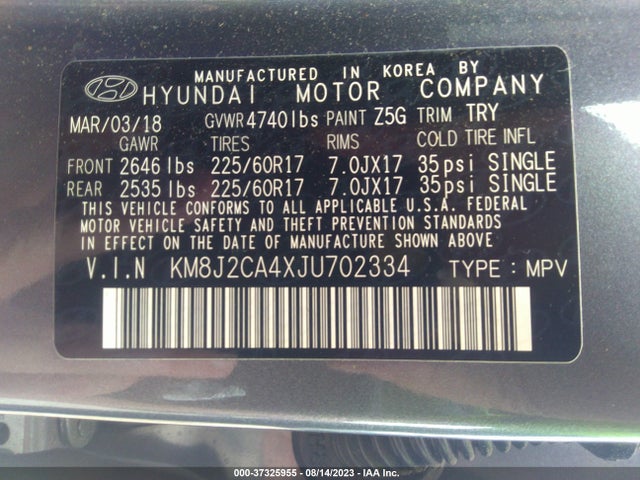 Hyundai TUCSON SE 2018 KM8J2CA4XJU702334 Image 9