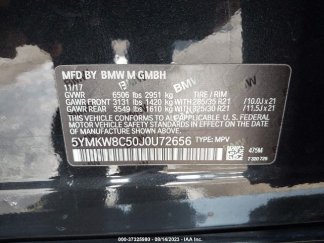 5YMKW8C50J0U72656 BMW X6 M