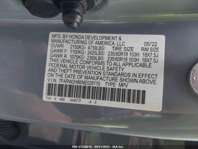 2022 HONDA CR-V 7FARW2H86NE029110 Photo 8