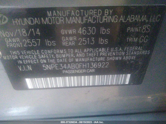 Hyundai Sonata 2.0t Limited 2015 5NPE34AB0FH136922 Image 15