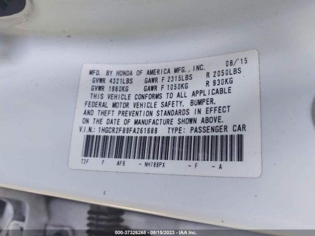 1HGCR2F89FA261689 Honda Accord Sedan Ex-l