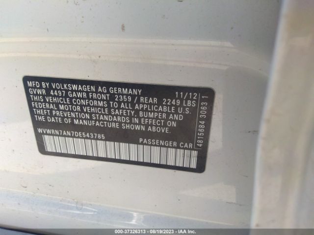 2013 VOLKSWAGEN CC WVWRN7AN7DE543785 Photo 8