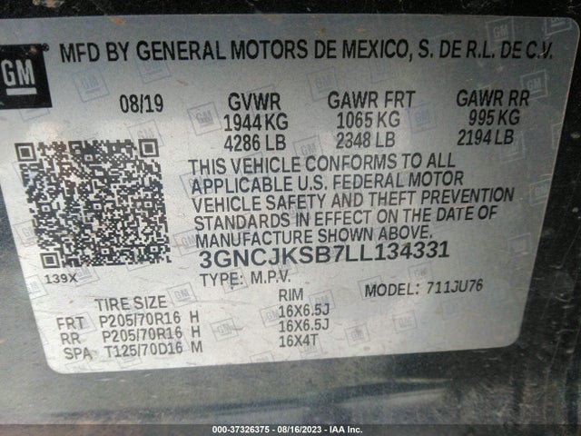 Chevrolet TRAX LS 2020 3GNCJKSB7LL134331 Image 9
