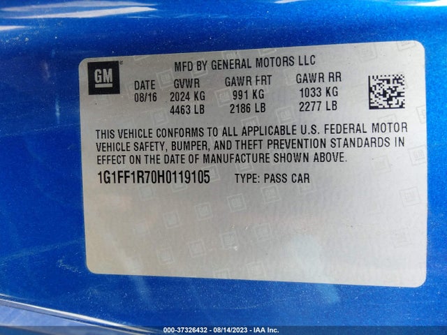Chevrolet Camaro 1ss 2017 1G1FF1R70H0119105 Image 9